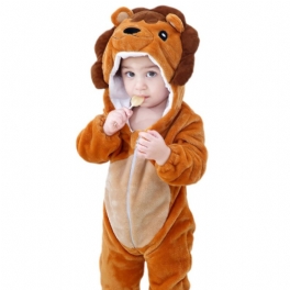 Bebis Hooded Romper Thermal Animal Costume Jumpsuit Novelty Pyjamas