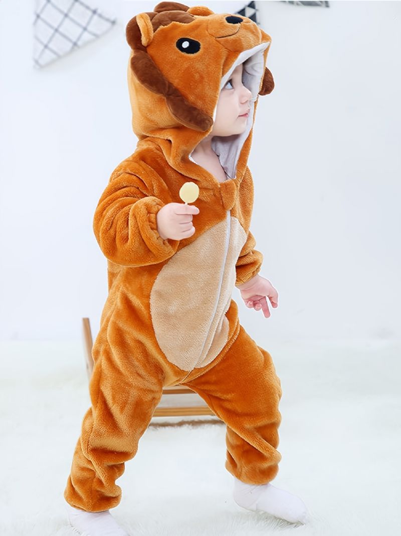 Bebis Hooded Romper Thermal Animal Costume Jumpsuit Novelty Pyjamas