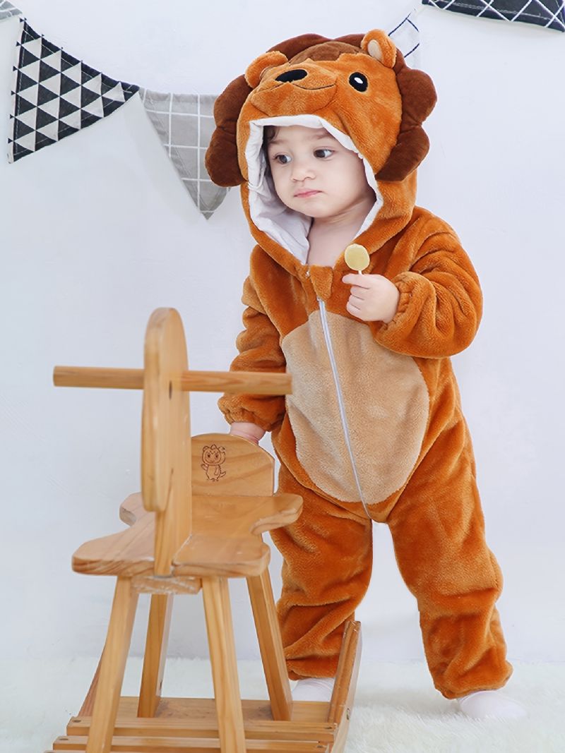 Bebis Hooded Romper Thermal Animal Costume Jumpsuit Novelty Pyjamas