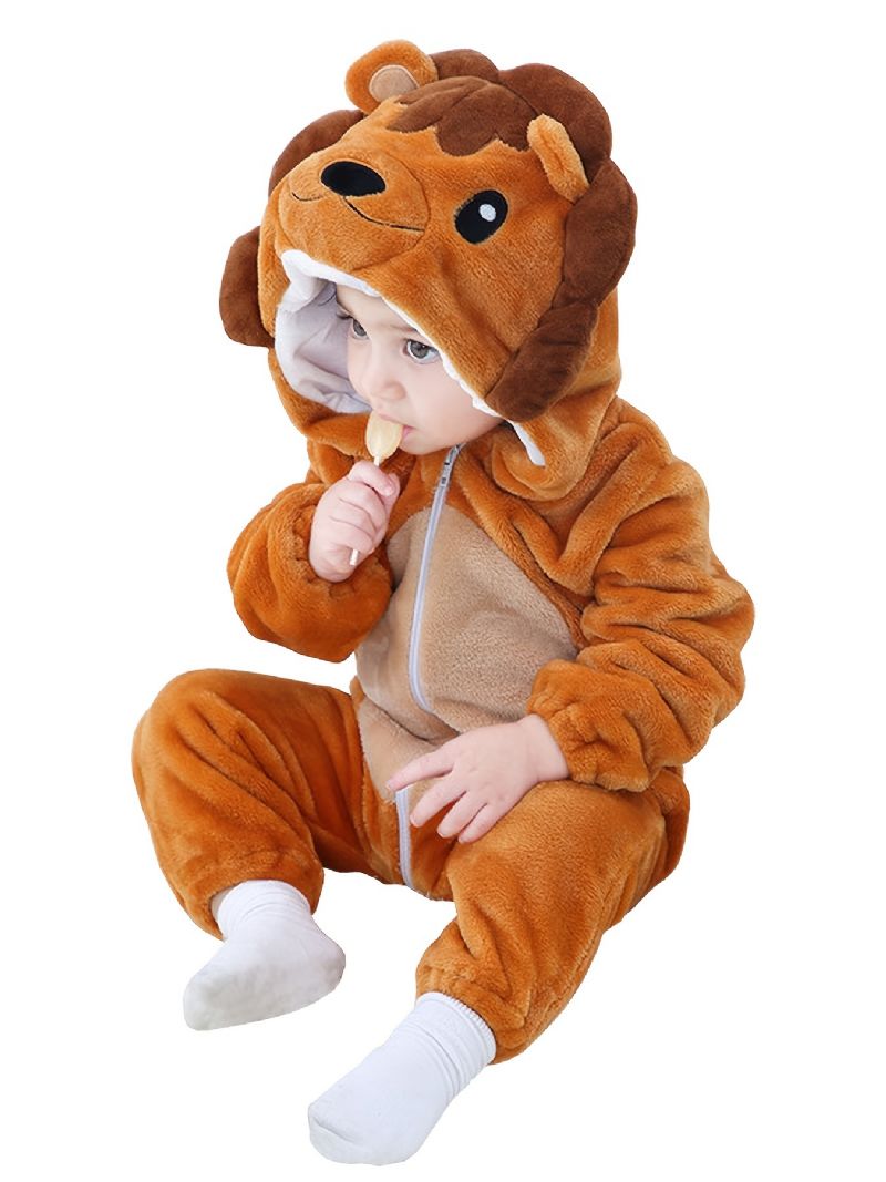 Bebis Hooded Romper Thermal Animal Costume Jumpsuit Novelty Pyjamas