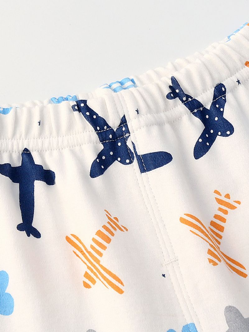 Bebis Pojkar Cartoon Airplane Printed Pyjamas Set Vit