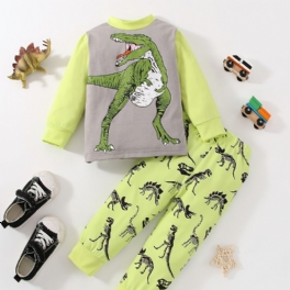 Bebis Pojkar Pyjamas Dinosaur Print Rundhalsad Långärmad Topp & Byxor Set