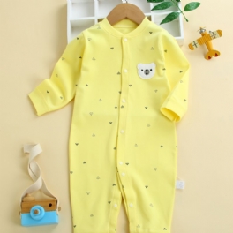 Bebis Romper Pyjamas Bomull Björn Broderi Långärmad Jumpsuit För Pojkar Flickor Barn Kläder