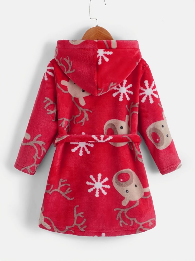 Christmas Barn Deer Print Långärmad Huva Inhemsk Pyjamas