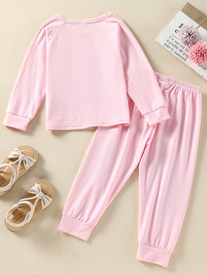 Flickor Alfabetet Kanin Print Rosa Pyjamas Set
