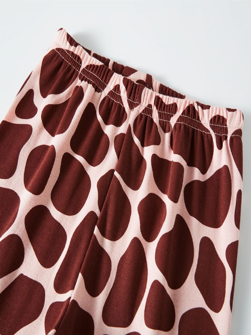 Flickor Casual Giraffe Print Pyjamas Set Med Toppar & Byxor Barnkläder För Hemmet