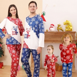 Flickor Christmas Snowflake Print Rund Neck Långärmad Top & Byx Set Pyjamas