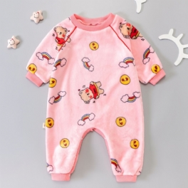 Flickor Flanell Bear Cartoon Romper Jumpsuit Söta Bebiskläder