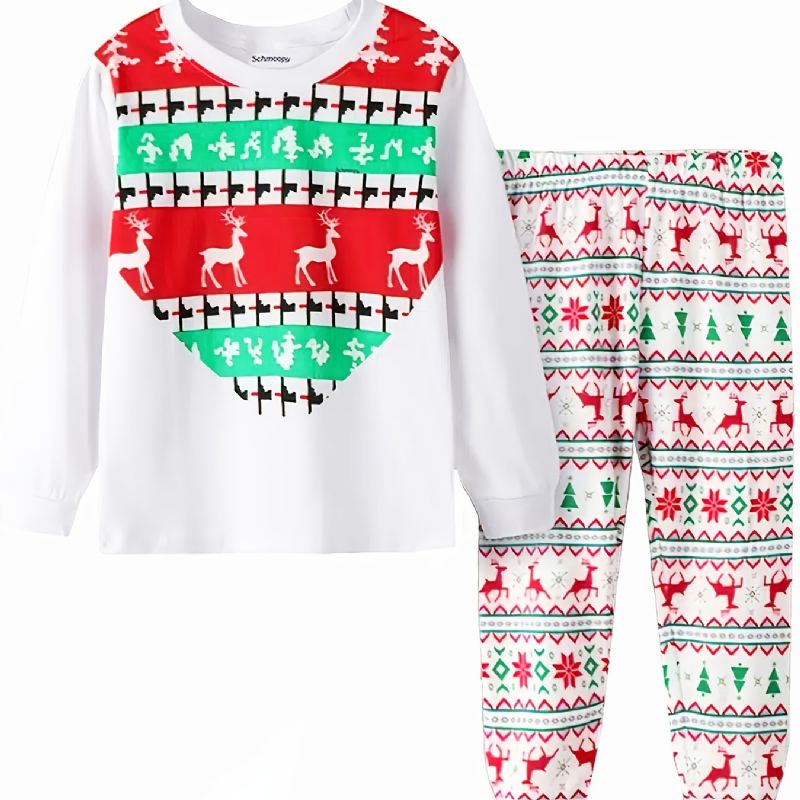 Flickor Jul Älg Tryckt Bomull Pyjamas Set