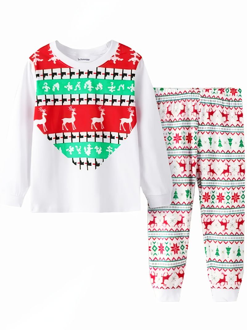 Flickor Jul Älg Tryckt Bomull Pyjamas Set