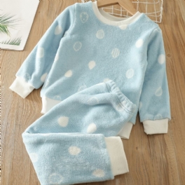 Flickor Långärmad Topp + Byxor Pyjamasset Varma Mjuka Barnkläder För Vintern