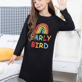 Flickor Rainbow Letter Print Nattlinne Barn Långärmade Nattlinnen Sovkläder Barnkläder