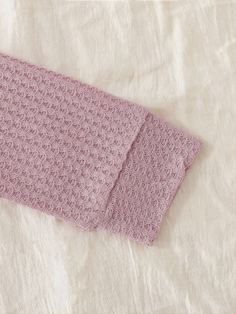 Flickor Waffle Enfärgad Stickad Rundhalsad Pullover Pyjamas