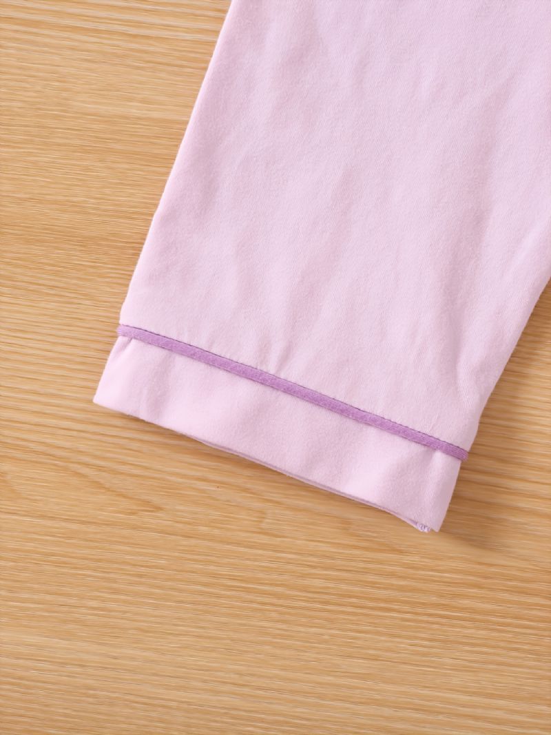 Höst Vinter Barn Enfärgad Lapel Långärmad Byxa Pyjamas Set