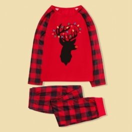 Jul Förälder-barn Casual Santa Älg Print Pyjamas Set