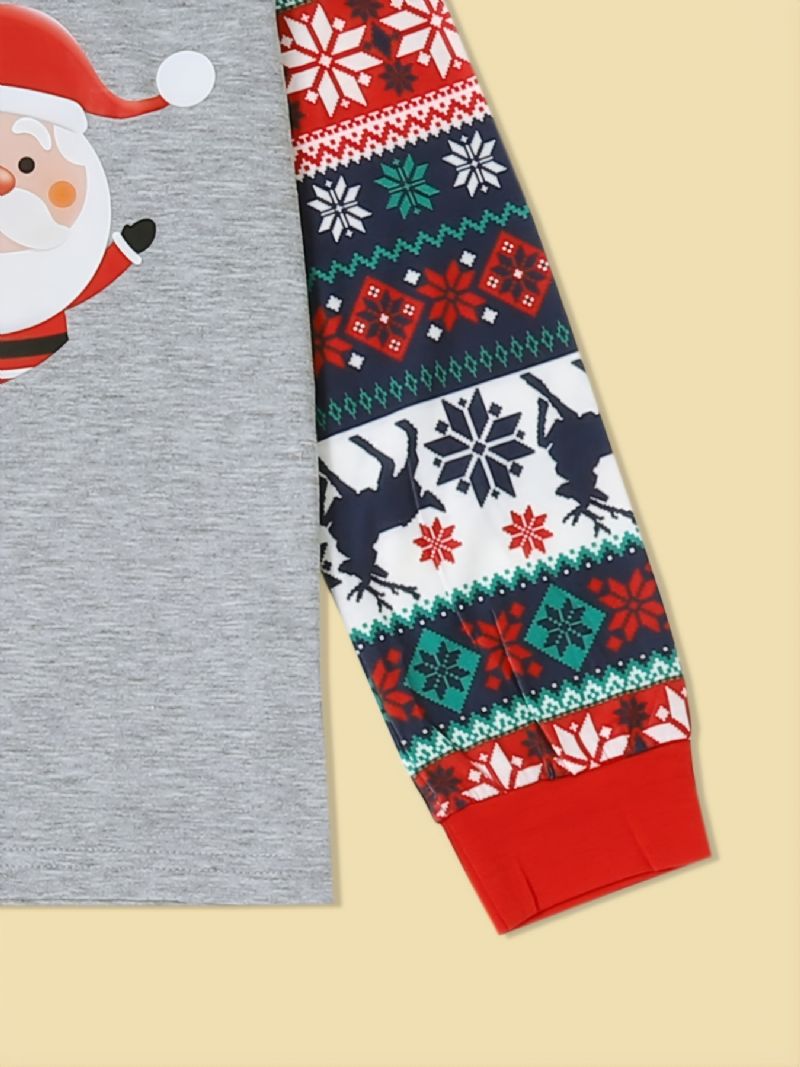 Jul Förälder-barn Santa Claus Älg Print Retro Pyjamas Set