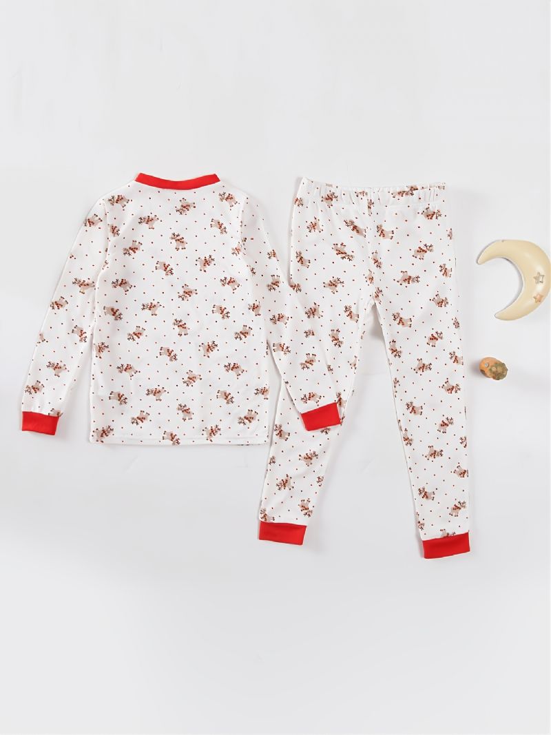 Jul Söt Tecknad Älg Tryckta Pyjamas Set