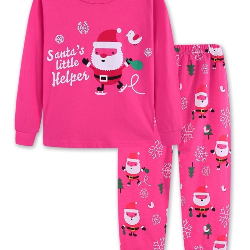 Långärmad Pyjamas För Flickor Med Jultryck För Vintern