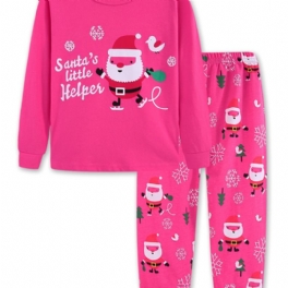 Långärmad Pyjamas För Flickor Med Jultryck För Vintern