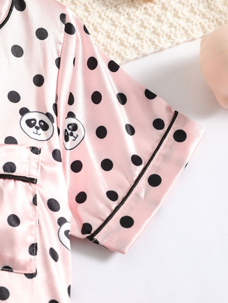 Pandatryck För Flickor Med Kortärmade Byxor Pyjamasset