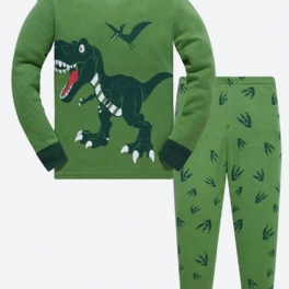 Pojkar 2st Pyjamas Tecknad Dinosaur Jurassic Park Långärmad Bomullsdräkt