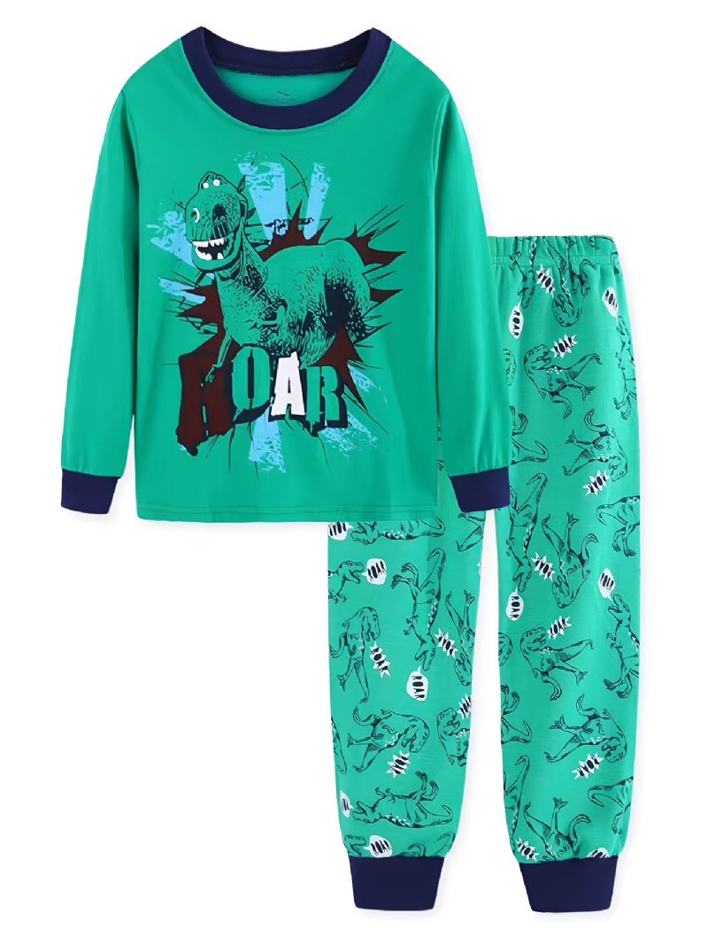 Pojkar Dinosaur Print Långärmad Pyjamas Set För Vintern