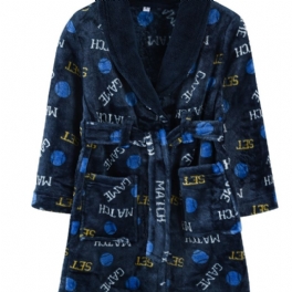 Pojkar Flickor Casual Fleece Termisk Pyjamas Morgonrock Med Brevtryck För Vinterhem