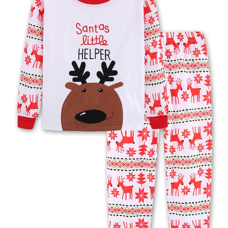 Pojkar Flickor Julpyjamasset Renar Santa Claus Småbarnskläder Barn Pyjamas Sovkläder