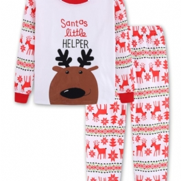 Pojkar Flickor Julpyjamasset Renar Santa Claus Småbarnskläder Barn Pyjamas Sovkläder