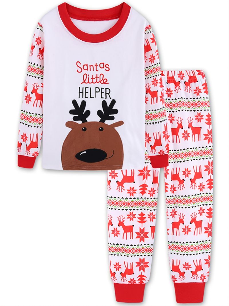 Pojkar Flickor Julpyjamasset Renar Santa Claus Småbarnskläder Barn Pyjamas Sovkläder