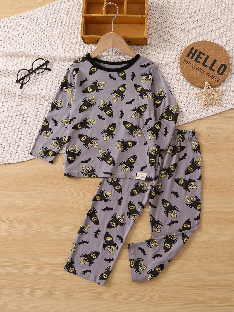 Pojkar Lounge Wear Homewear Långärmad Topp & Matchande Byxor Set Cartoon Pattern Pyjamas Set Barnkläder