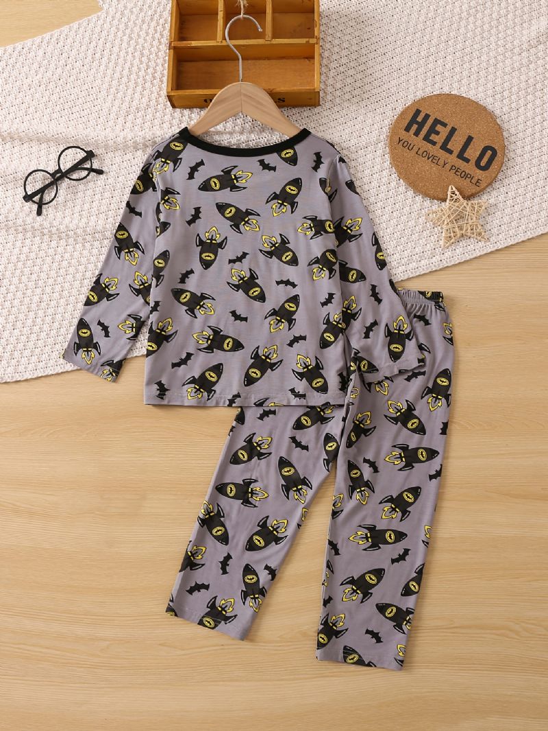 Pojkar Lounge Wear Homewear Långärmad Topp & Matchande Byxor Set Cartoon Pattern Pyjamas Set Barnkläder