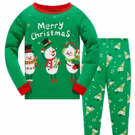 Popshion Barn Julpyjamas Bomull Långärmad Snowman Jul Pjs Set Xmas Holiday Kläder