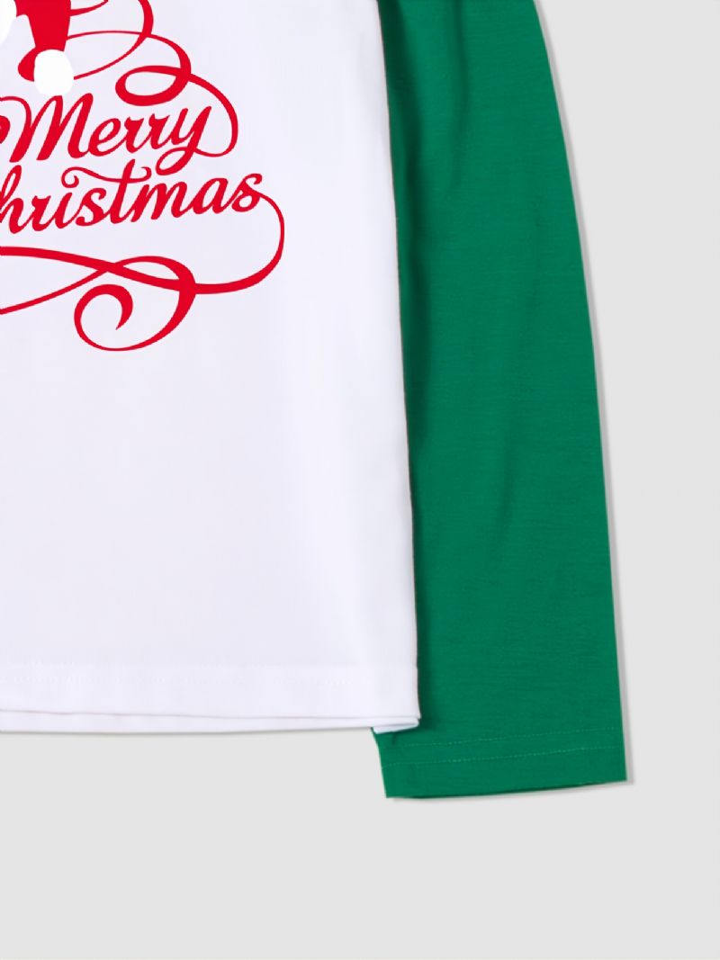Pyjamas För Barn Jultomten Print Casual Crew Neck Långärmad Tops