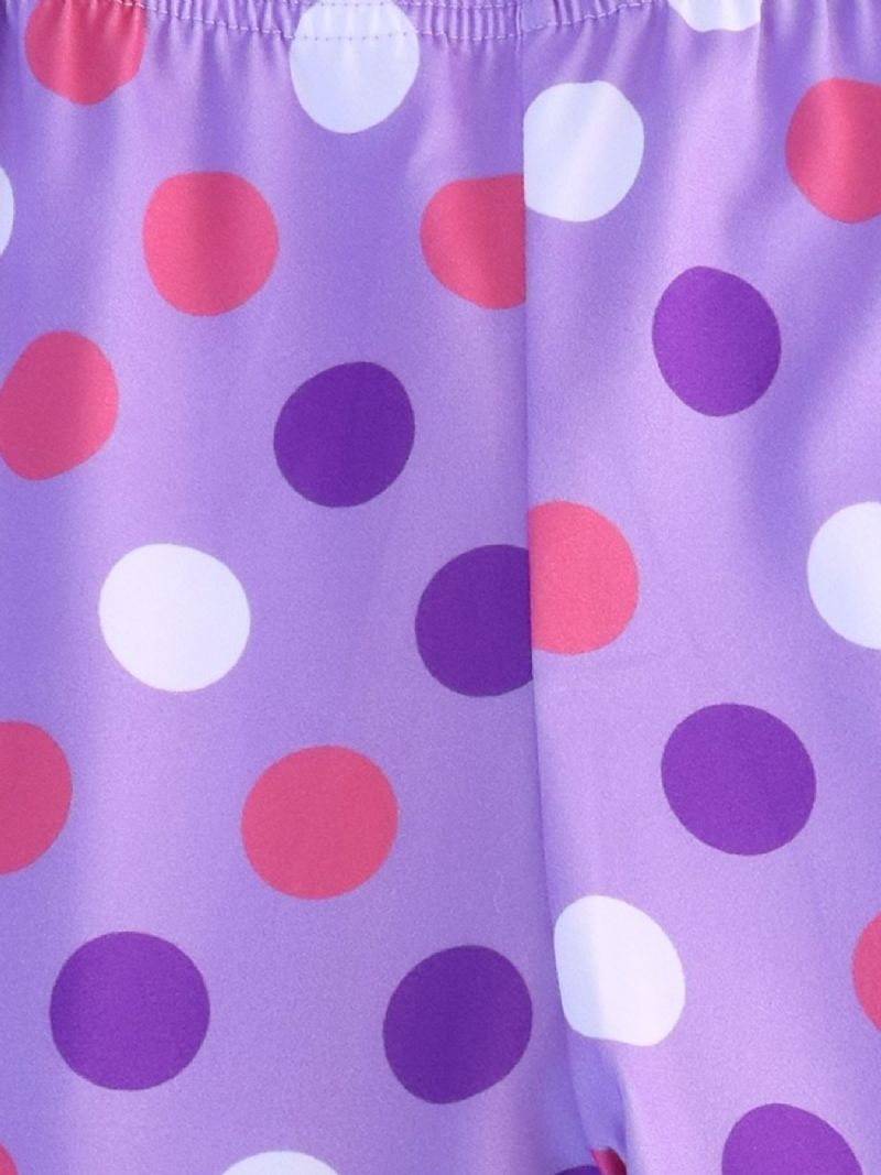 Pyjamas För Barn Lila Djurtryck Med Rund Hals Och Långärmad Topp & Byxor För Flickor