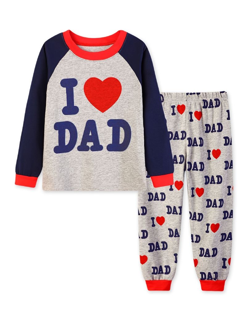 Pyjamas För Småbarn Pojkar Med Slogan Jag Älskar Pappa Jag Mamma
