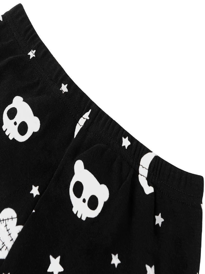 Pyjamaskläder För Småbarn Glow-in-the-dark Tecknat Serietryck Med Rund Hals Och Långärmad Topp & Byxor För Pojkar Flickor