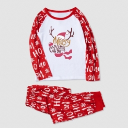Småbarn Barn Långärmad Dräkt Jul Hjort Print Pyjamas