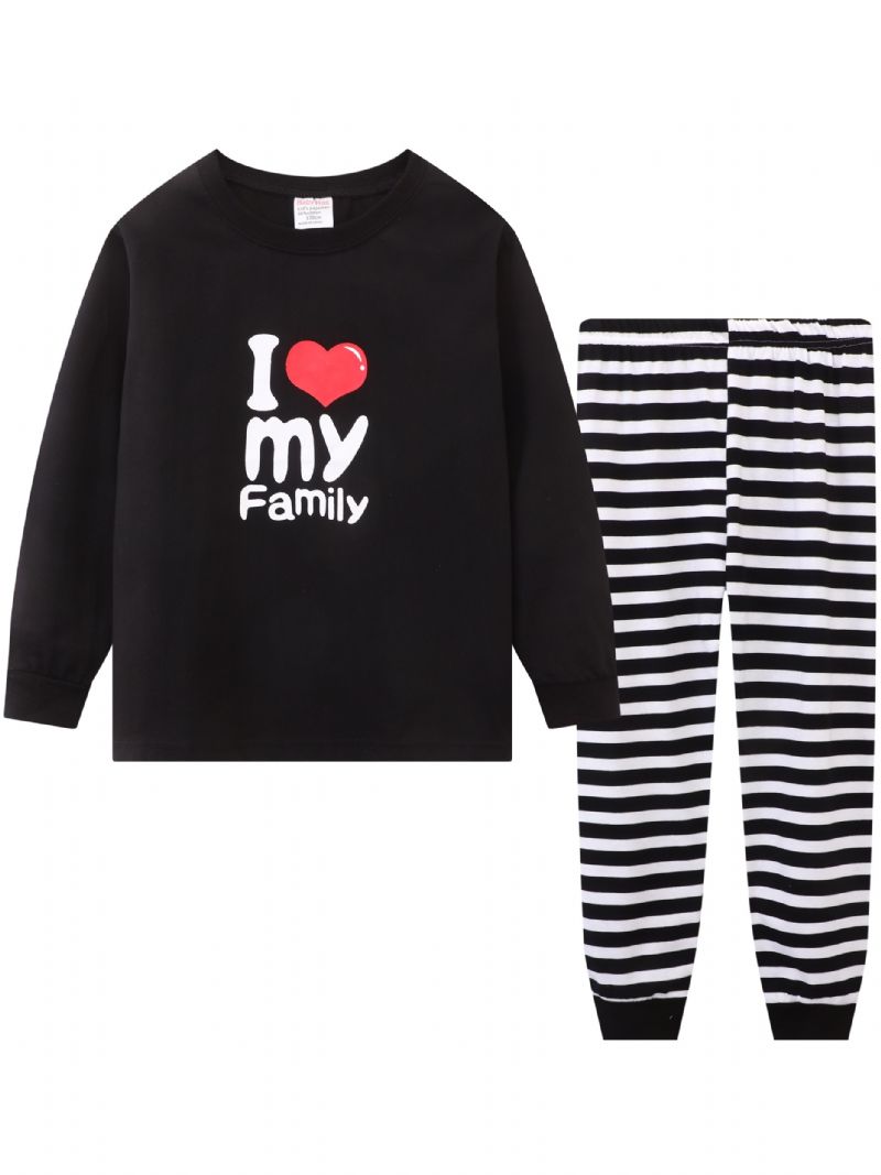 Småbarn Barn Pojkar Pyjamas Set I Love My Family Långärmad Topp & Byxor Set