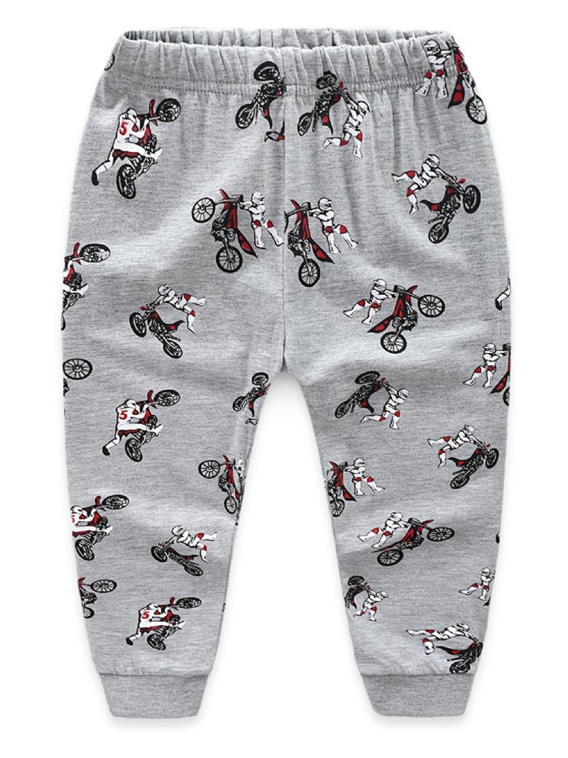 Småbarn Barn Pojkar Pyjamas Set Långärmad Topp & Byxor Med Moto Print Set