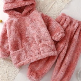 Småbarn Flickor Flanell Enfärgad Pyjamas & Byxor