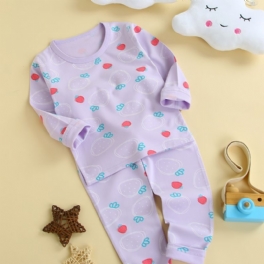 Småbarn Flickor Pyjamas Familjekläder Jordgubbstryck Rundhals Långärmad Underkläder Och Byxor Barnkläder