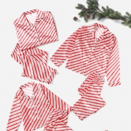 Småbarn Flickor Randiga Julen Casual Pyjamas Set