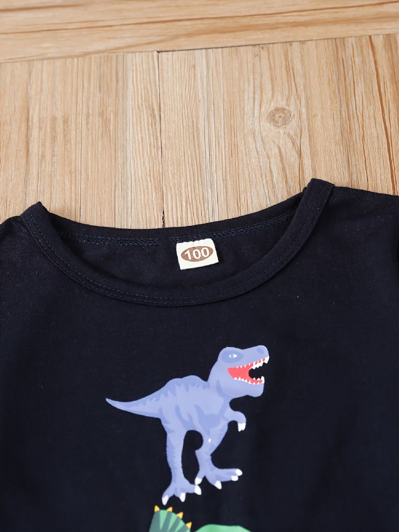 Småbarn Pojkar Tecknad Dinosaur Print Crewneck Sweatshirt & Sweatpants