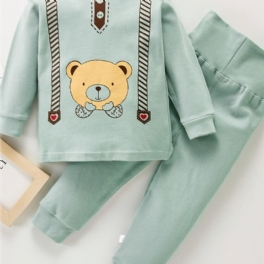 Småbarnspojke Bomull Animal Solid Pyjamas Set & Byxor