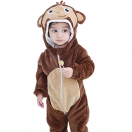 Toddler Bebis Fleece Huva Romper Cosplay Jumpsuit För Pojkar Flickor Bebiskläder Vinter Ny