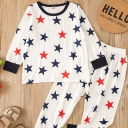 Toddler Pojkar Little Star Mönster Crew Neck Sweatshirt Pyjamas Set
