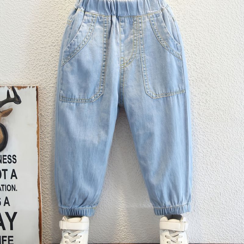1 St Pojkar Casual Denim Jeans Med Ficka För Vintern
