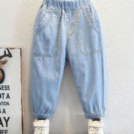 1 St Pojkar Casual Denim Jeans Med Ficka För Vintern