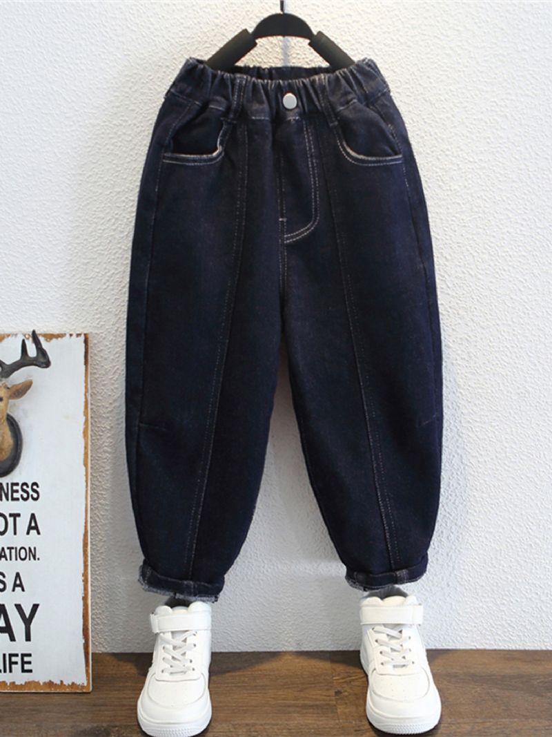 1 St Pojkar Casual Denim Jeans Med Ficka För Vintern